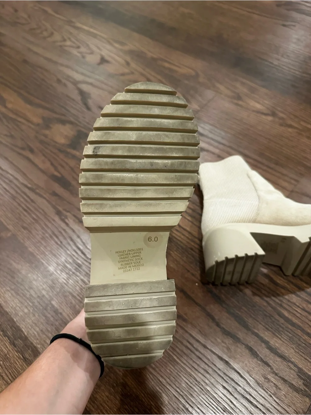 Steve Madden Cream Suede Lug-Sole Chelsea Booties